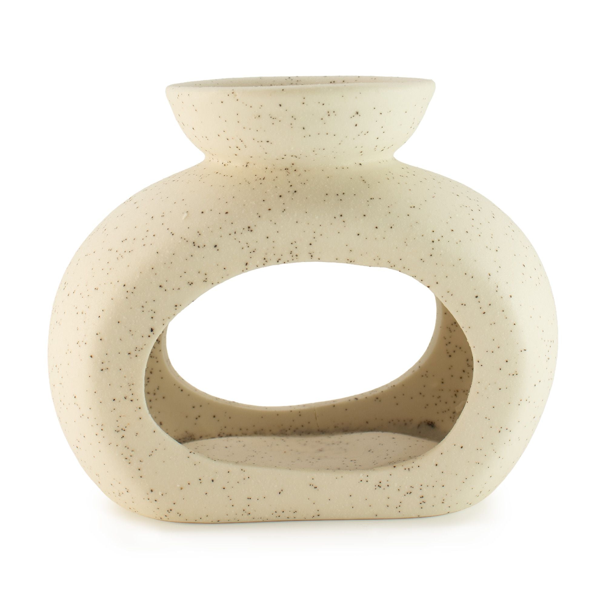 Ceramic Zen Oil Burner Oval Pebble Speckled Off-White