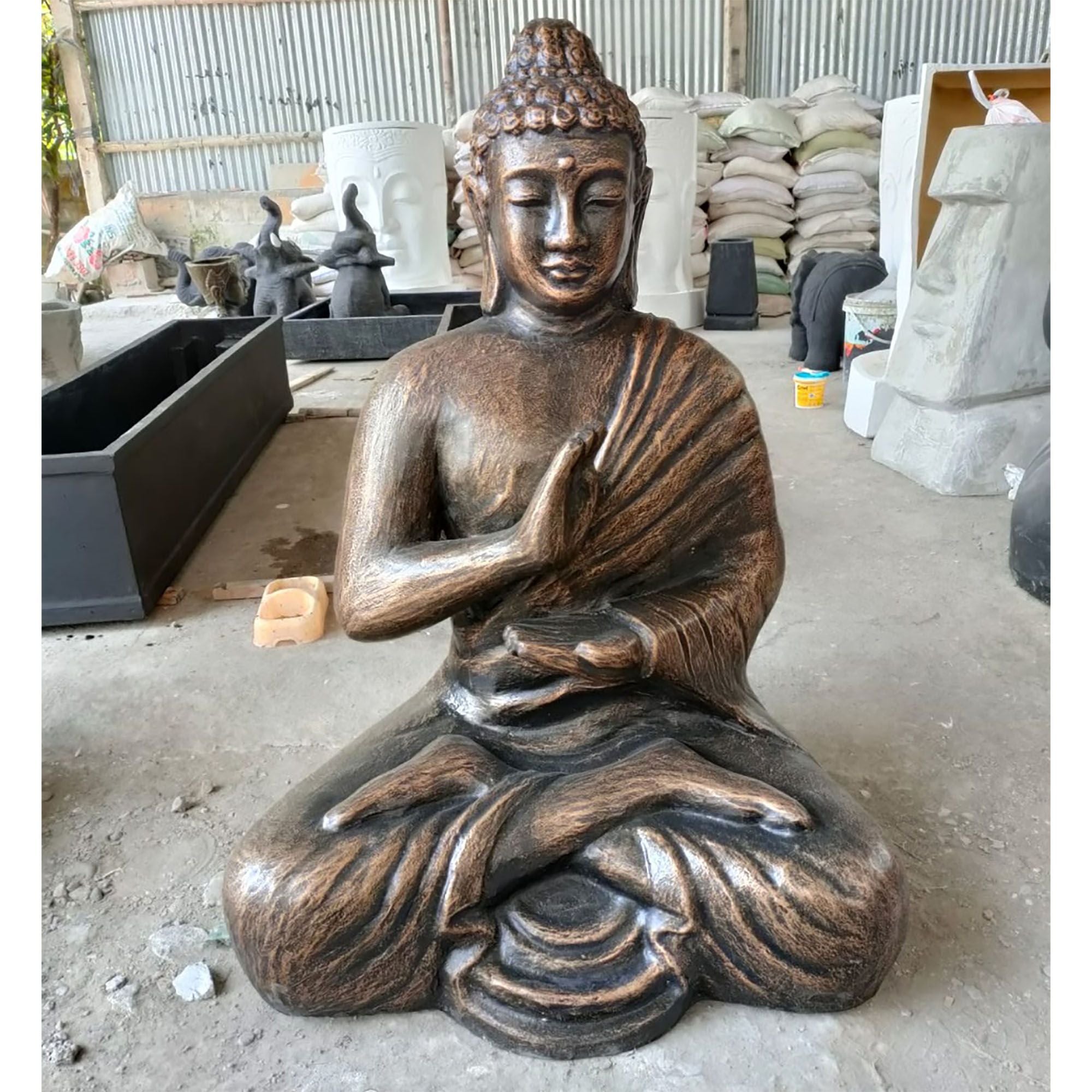 Large Antique Gold Buddha Meditation Statue