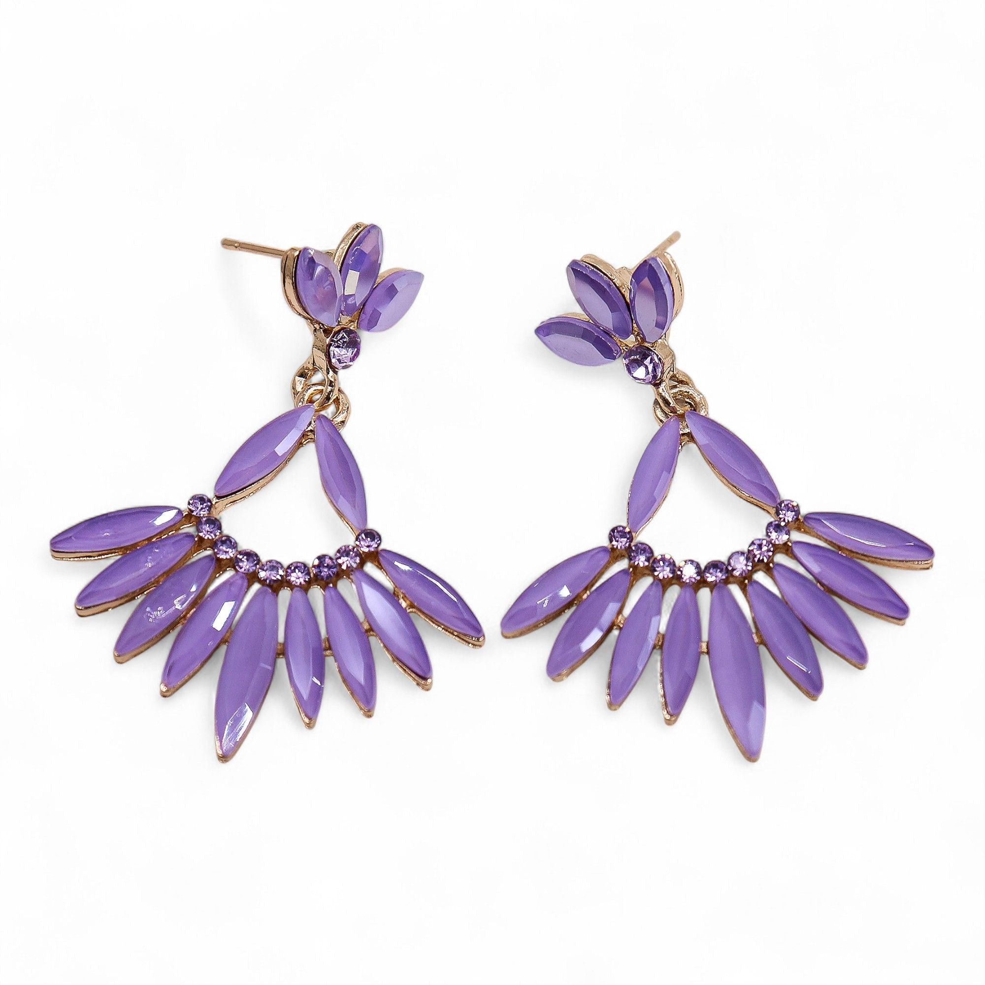 Vintage Earrings Glass -Lavender - Long Drop