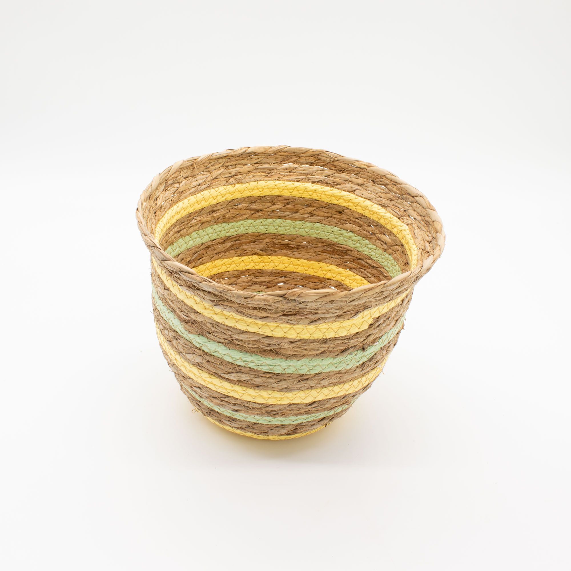 Set of 3 Seagrass & Straw Vase Shaped Baskets Natural Yellow & Green