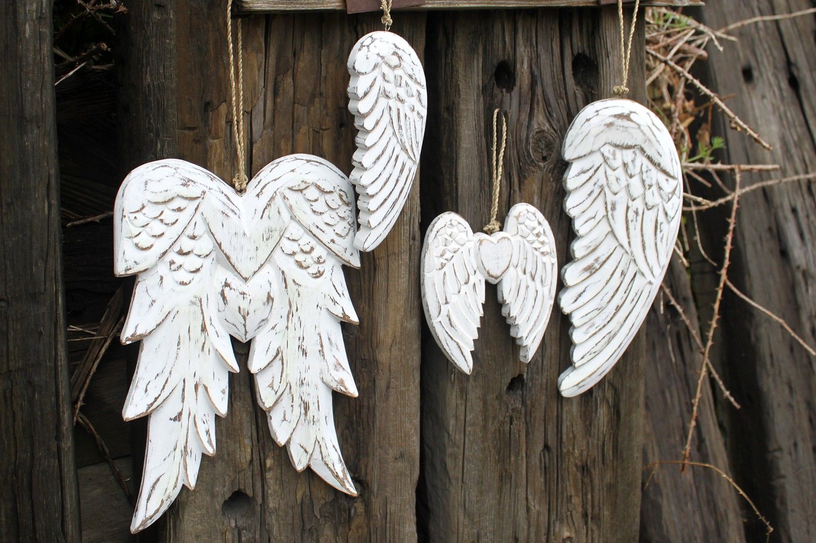 Double Angel Wing Distressed Hand Crafted