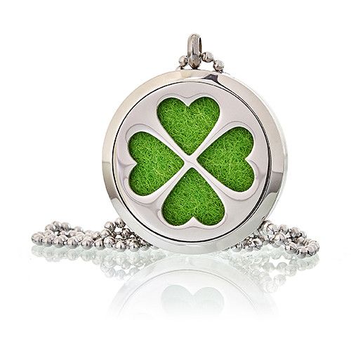 Locket Necklace Stainless Steel Aromatherapy Diffuser Four Leaf Clover