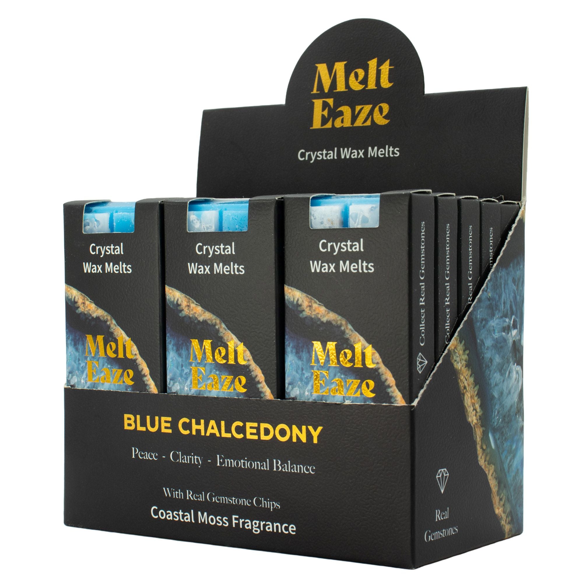 Aquamarine Wave Crystal Wax Melts Bar With Real Blue Chalcedony Gemstone Chips