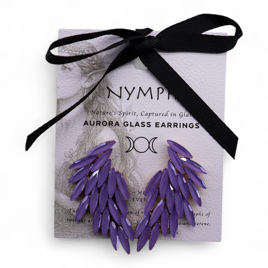 Vintage Earrings Glass -Lavender - Angel Wings - Earrings
