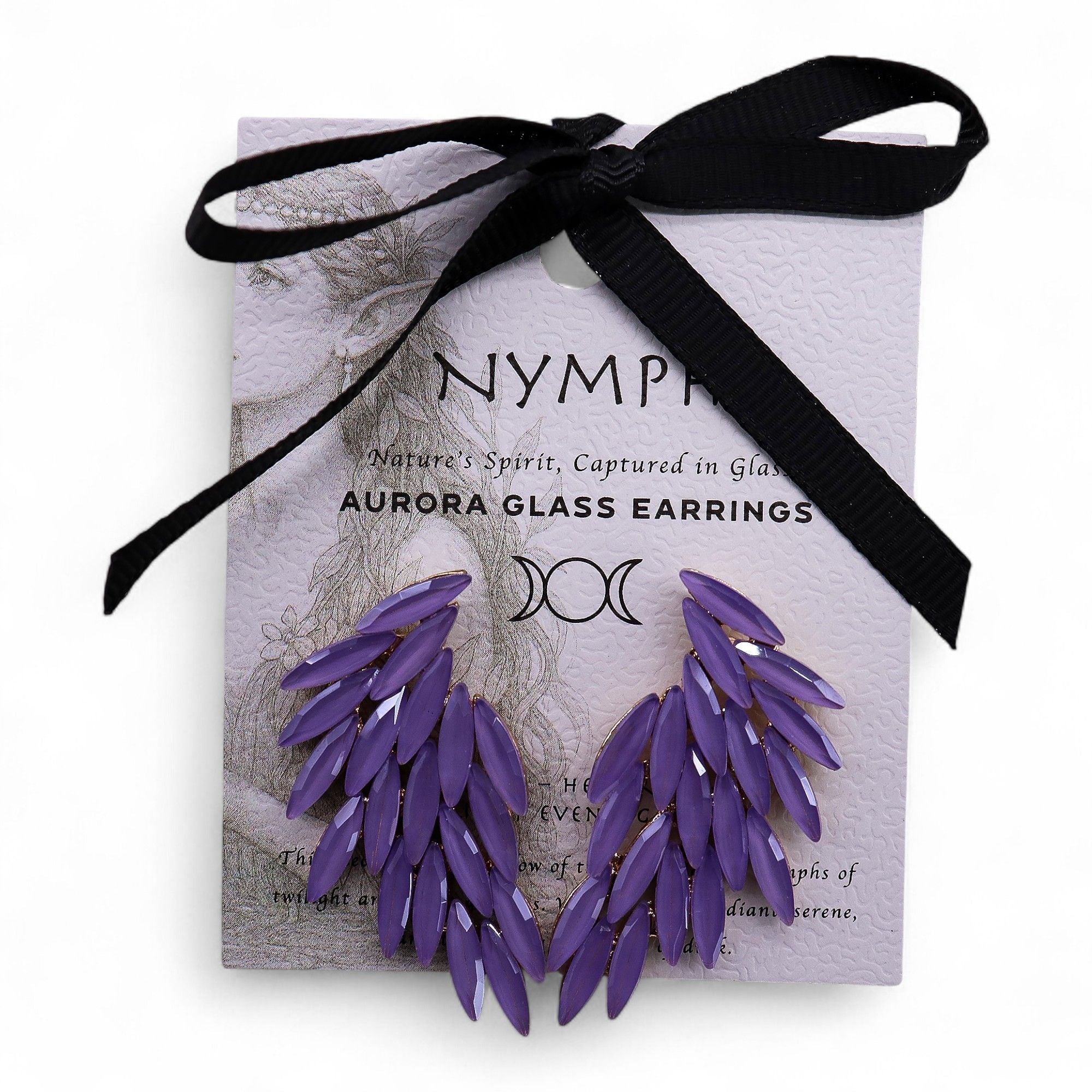 Vintage Earrings Glass -Lavender - Angel Wings - Earrings