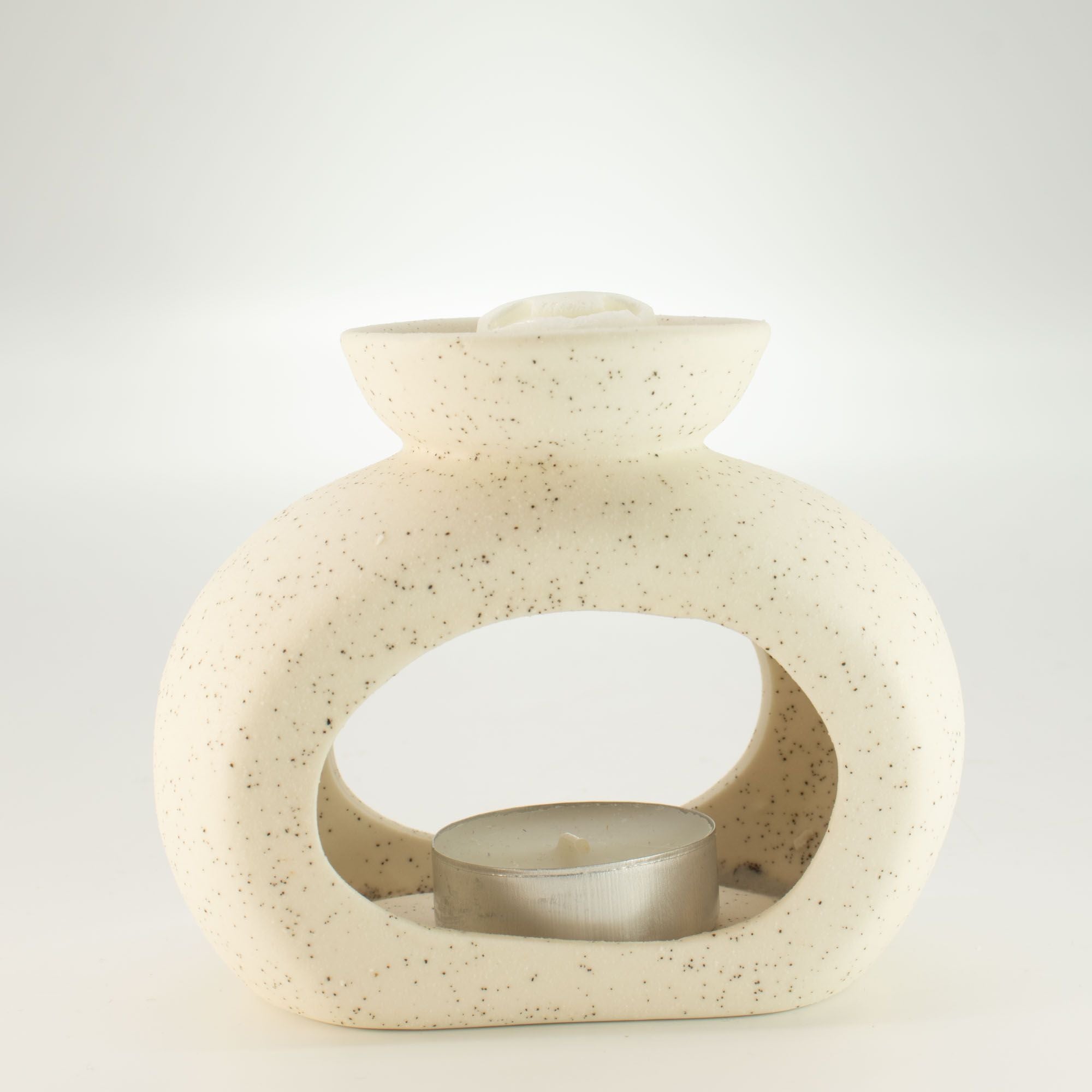 Ceramic Zen Oil Burner Oval Pebble Speckled Off-White