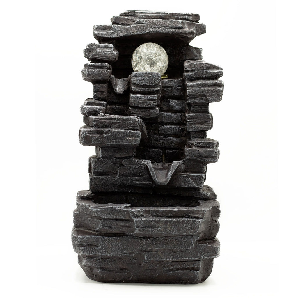 Tabletop Water Feature Slab Rocks Formation & Crystal Ball