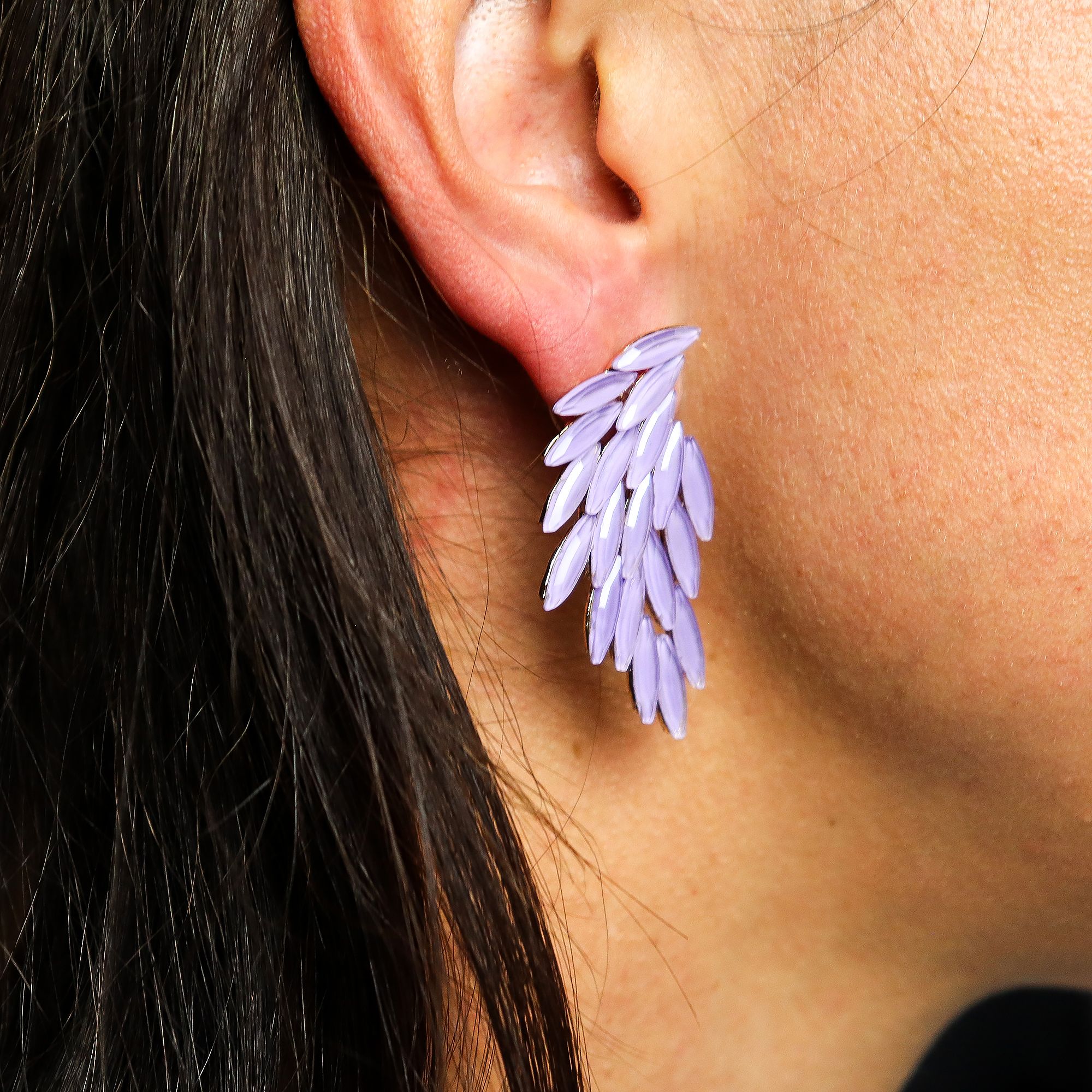 Vintage Earrings Glass -Lavender - Angel Wings - Earrings