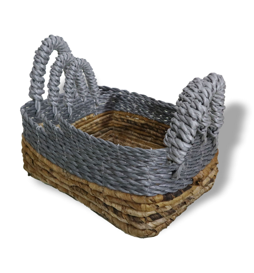 Set of 3 Banana Leaf & Abu-Abu Raffia Square Basket