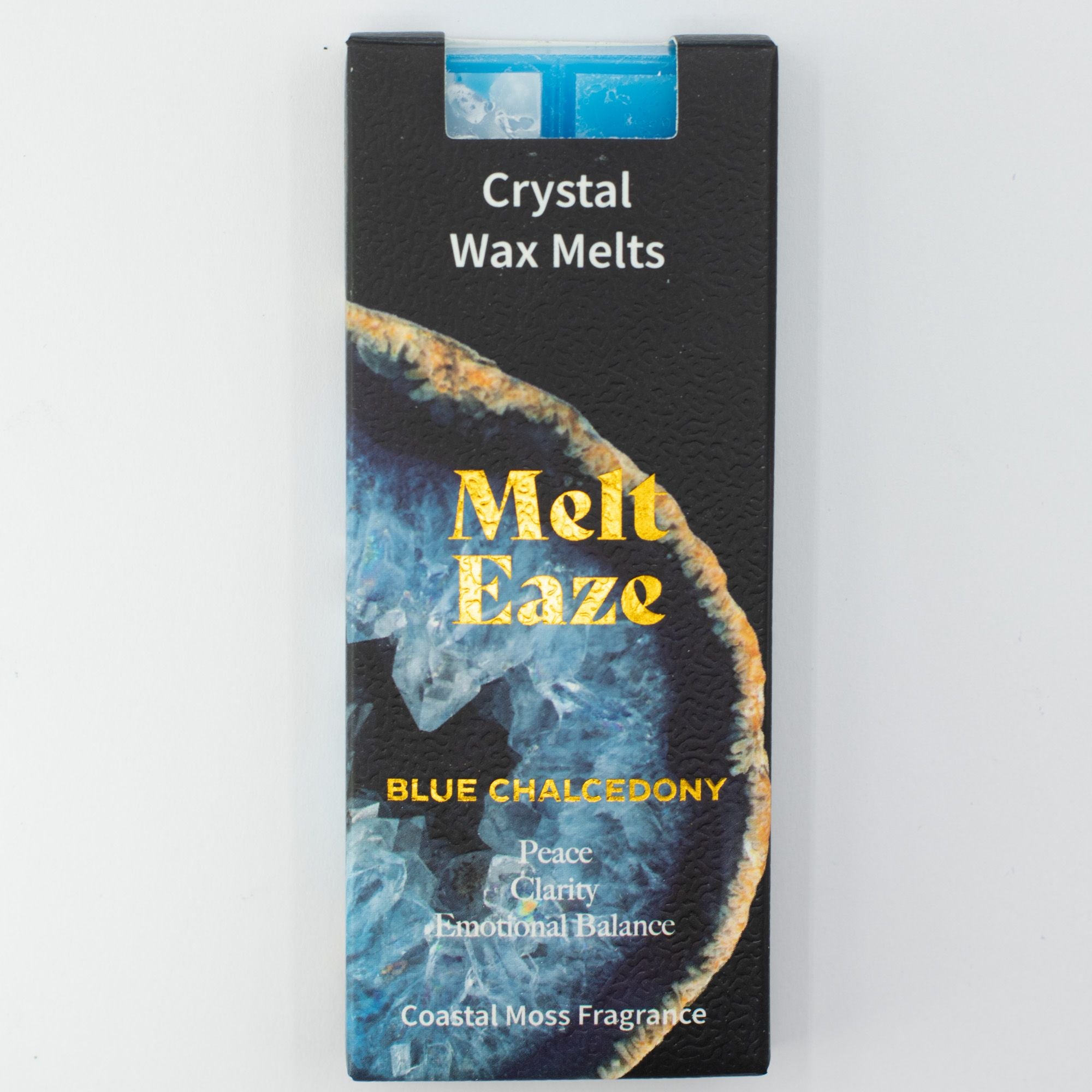 Aquamarine Wave Crystal Wax Melts Bar With Real Blue Chalcedony Gemstone Chips