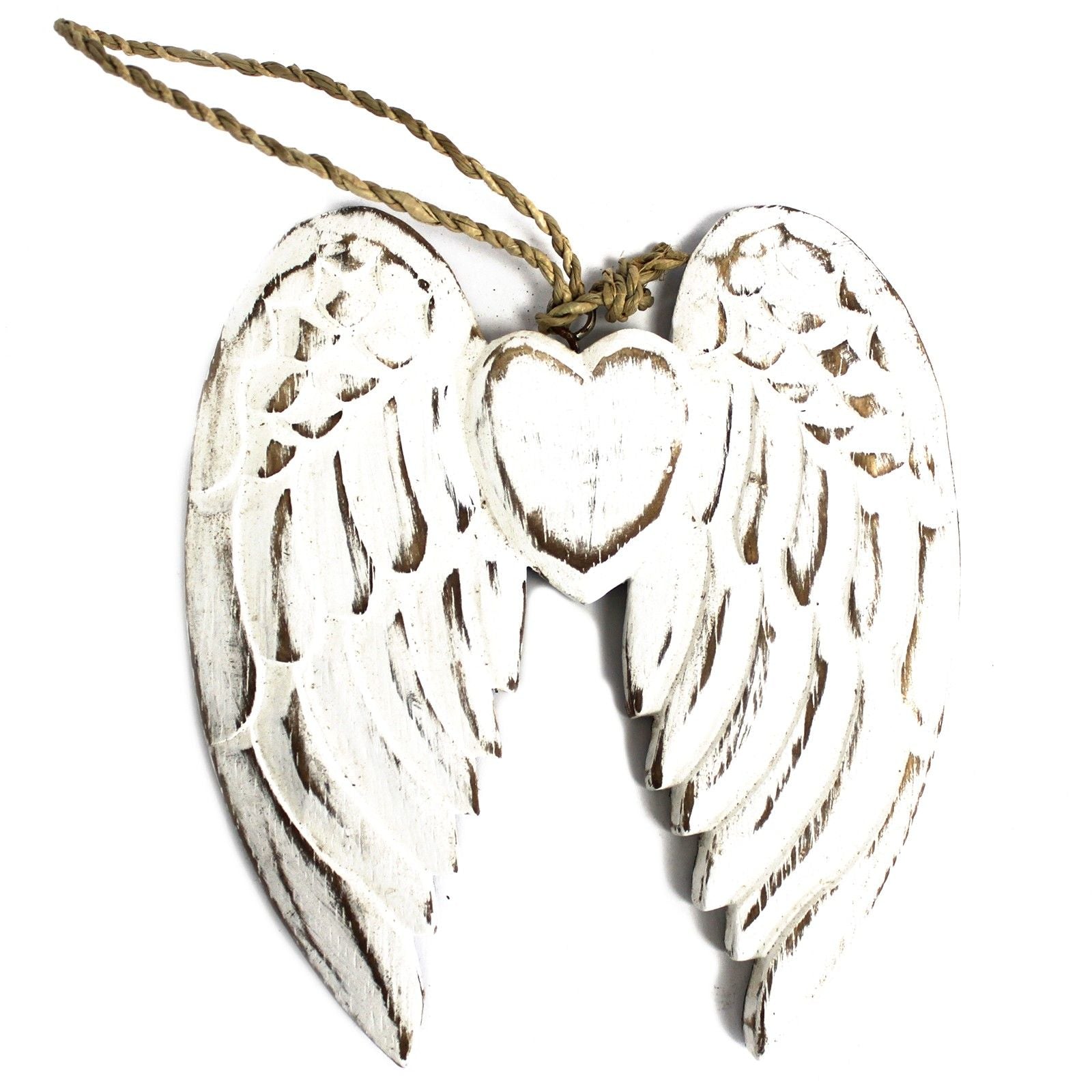 Hand-Carved Vintage Distressed Angel Wings in White-Washed Wood, Unique Wall or Shelf Decoration, Customizable Blackboard Back