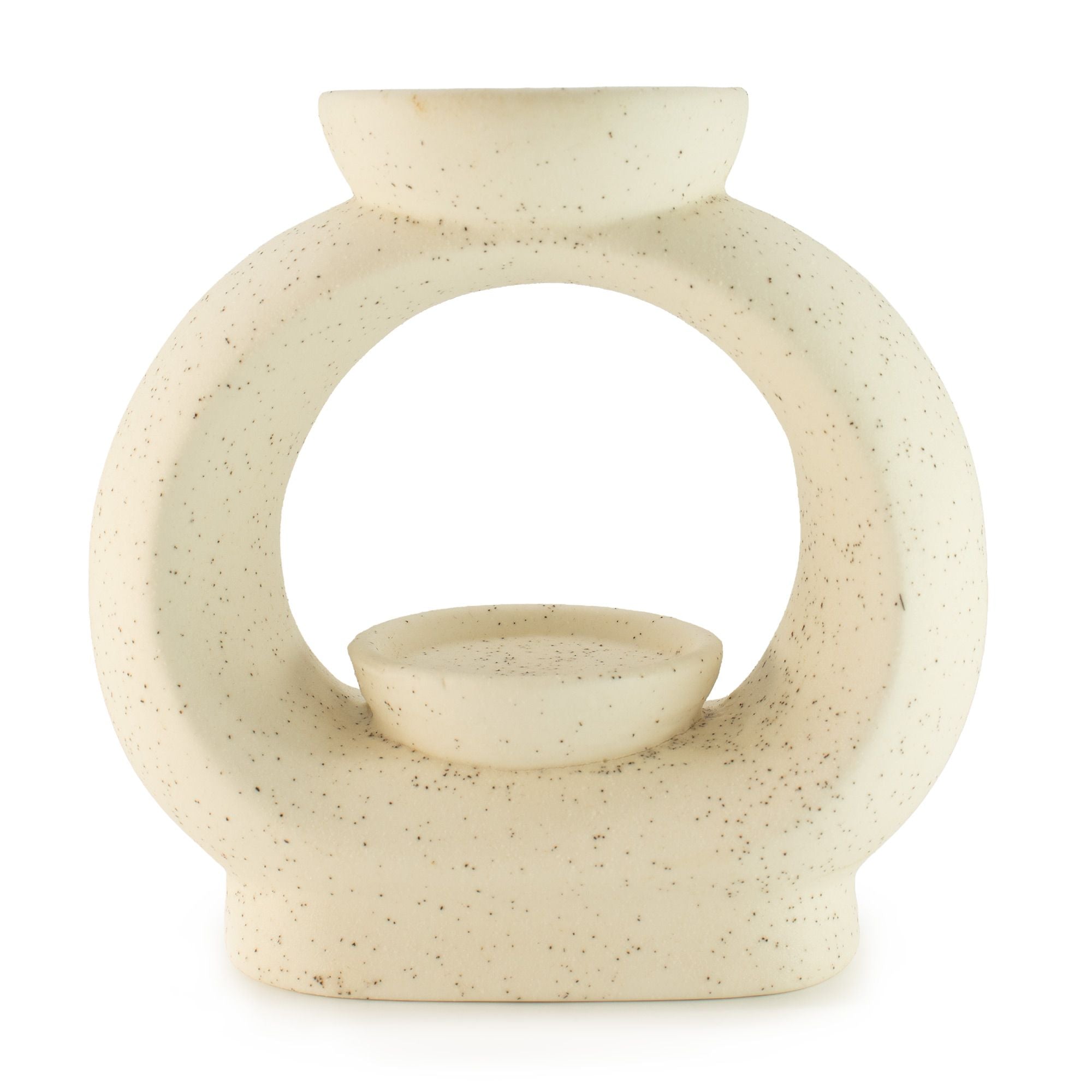 Large Ceramic Zen Oil Burner Oval Pebble Speckled Off White