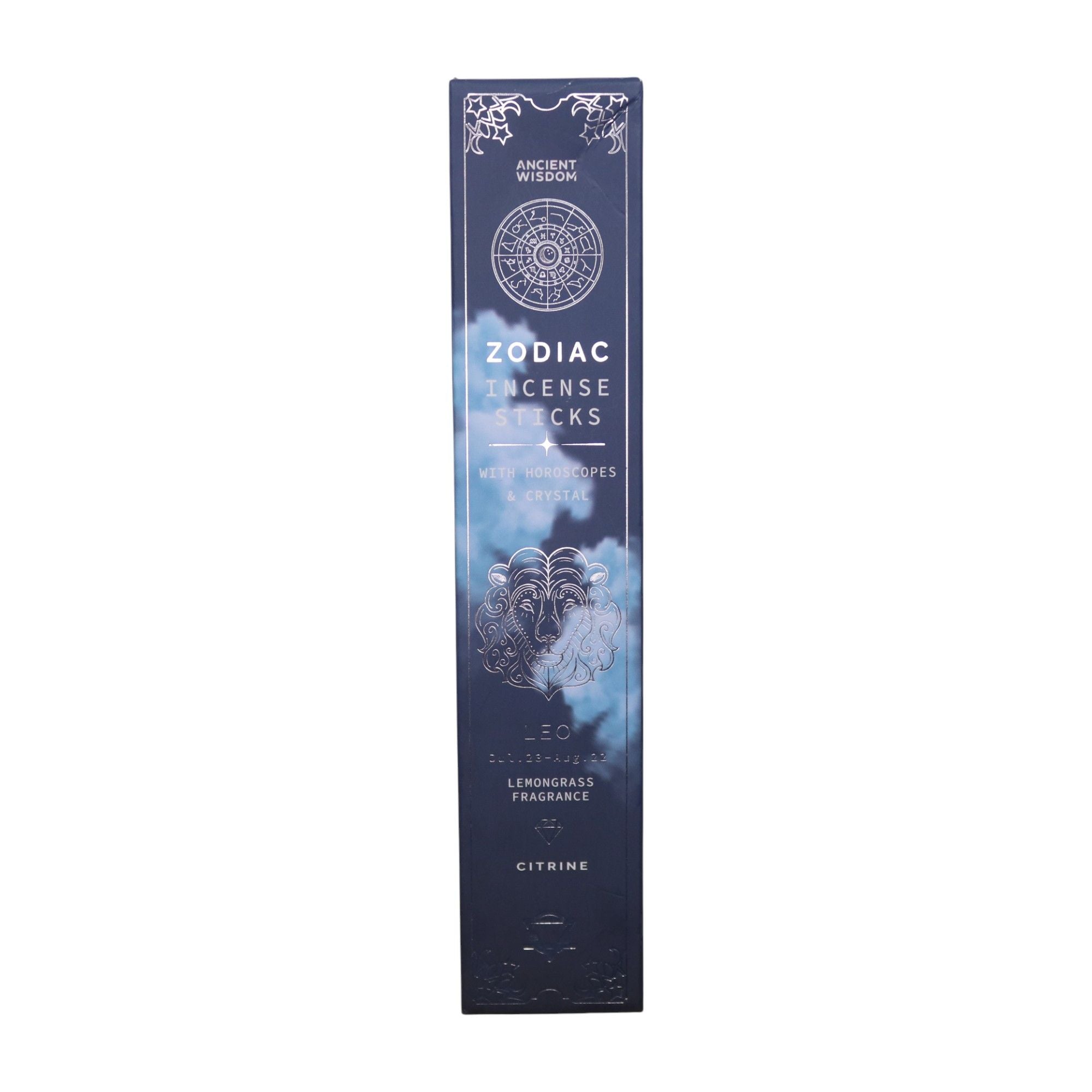 Leo Zodiac Incense Sticks Lemongrass Fragrance and Citrine Gemstone Crystal Astrology Gift