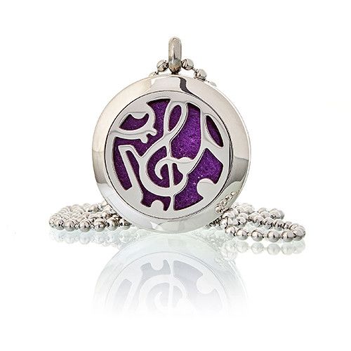 Locket Necklace Stainless Steel Aromatherapy Diffuser Music Notes