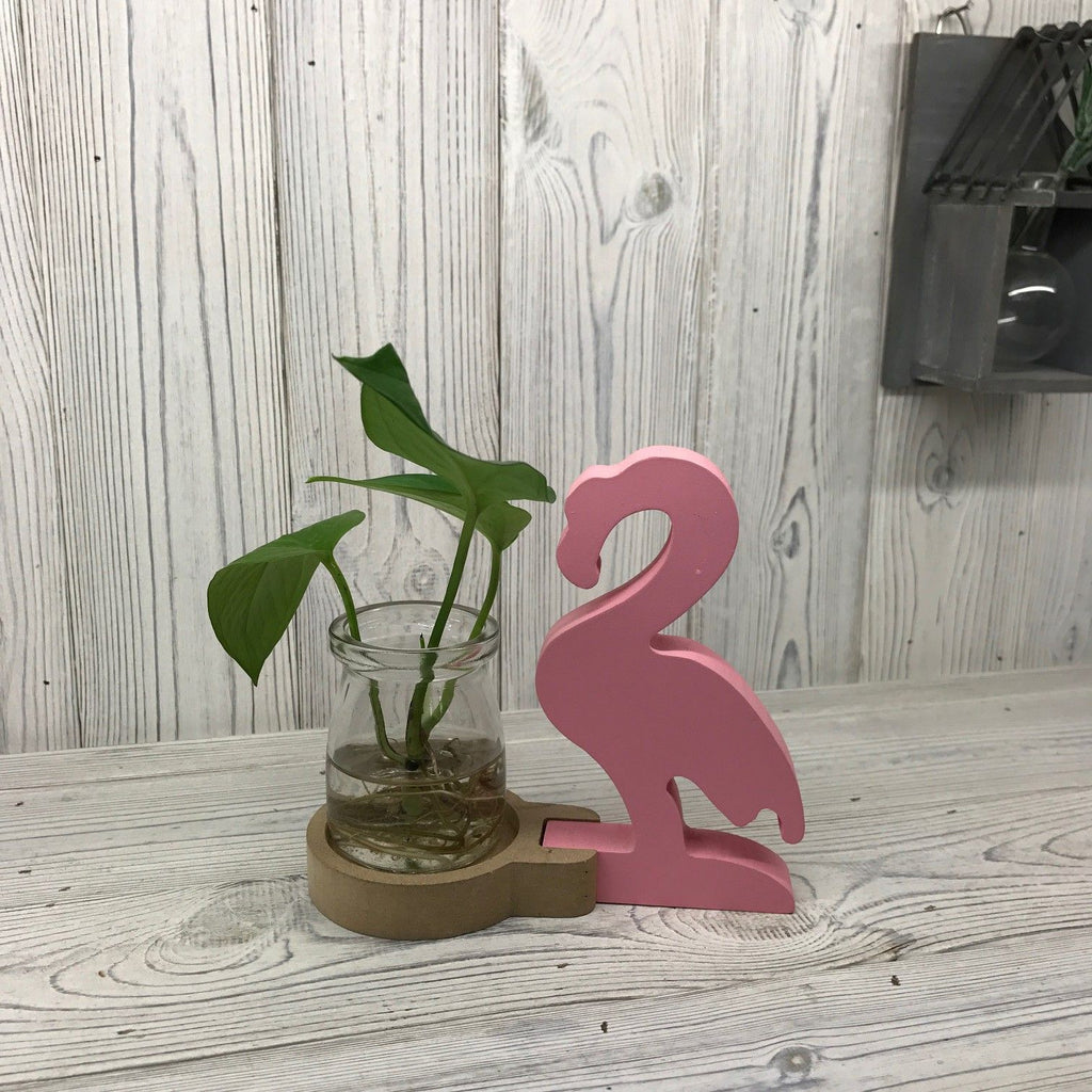 Industrial Hydroponic Display with Glass Tubes Iron Wood Frame Minimalistic Floral Vase Deco