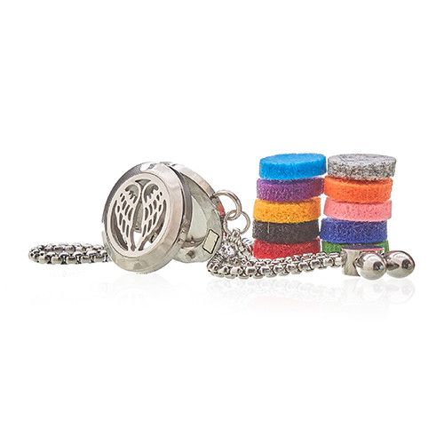 Locket Chain Bracelet Stainless Steel Aromatherapy Diffuser Angel Wings 20mm