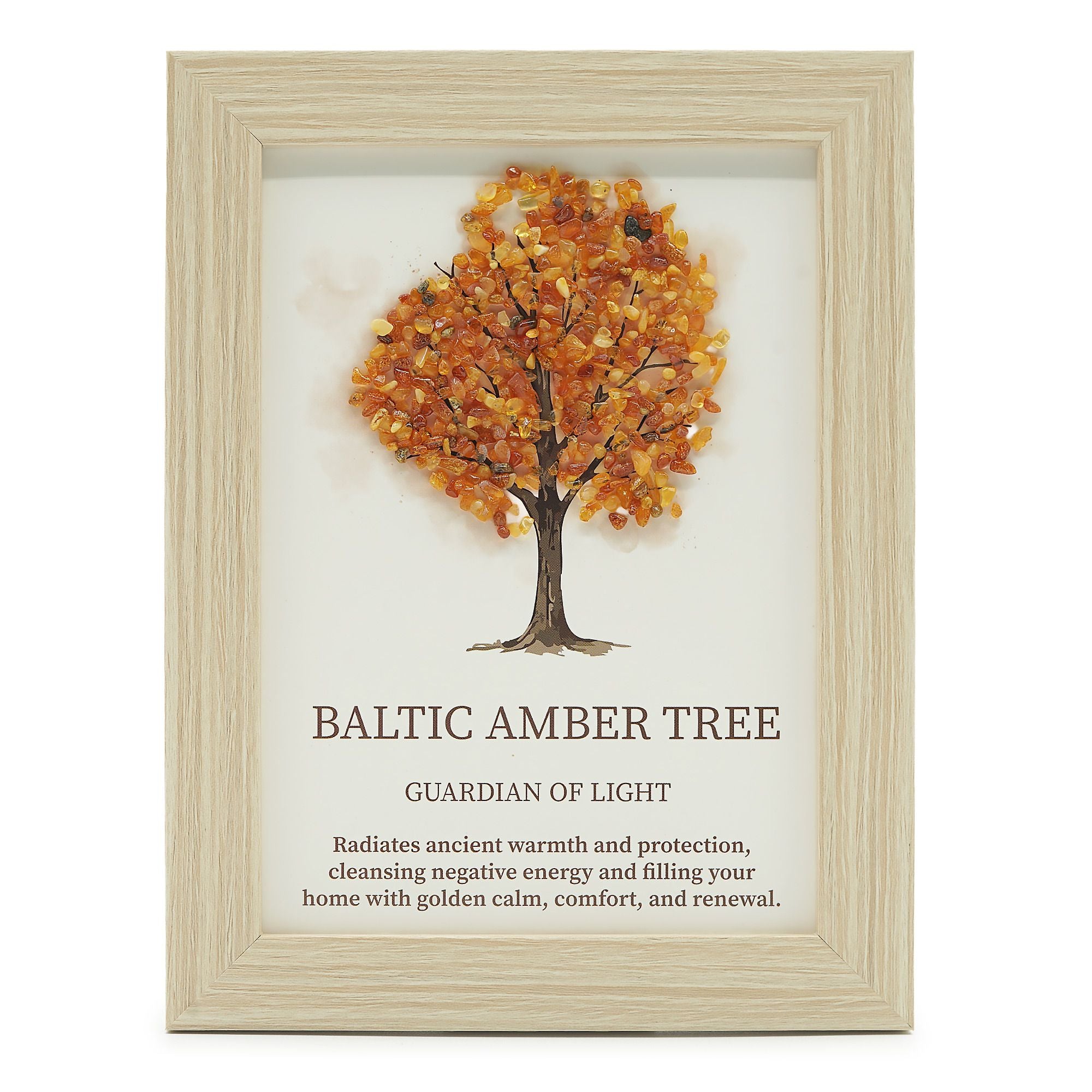 Decorative Tree of Life Wall Art with Genuine Baltic Amber Chips - Warm, Textured Natural Home Accent