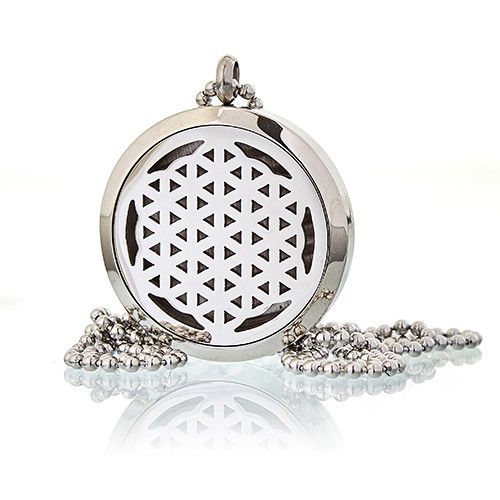 Locket Necklace Stainless Steel Aromatherapy Diffuser Flower of Life