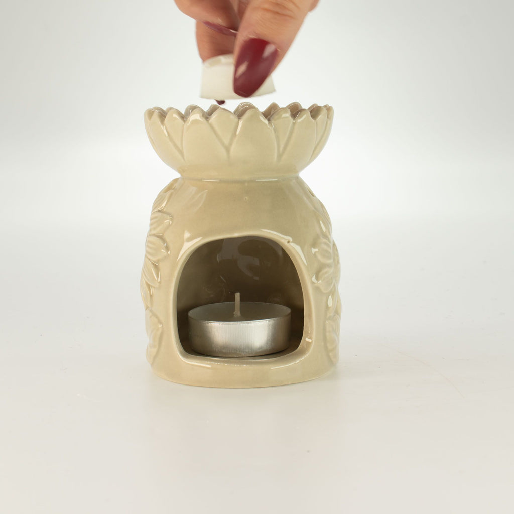 Ceramic Oil Burner Pastel Beige Sunflower