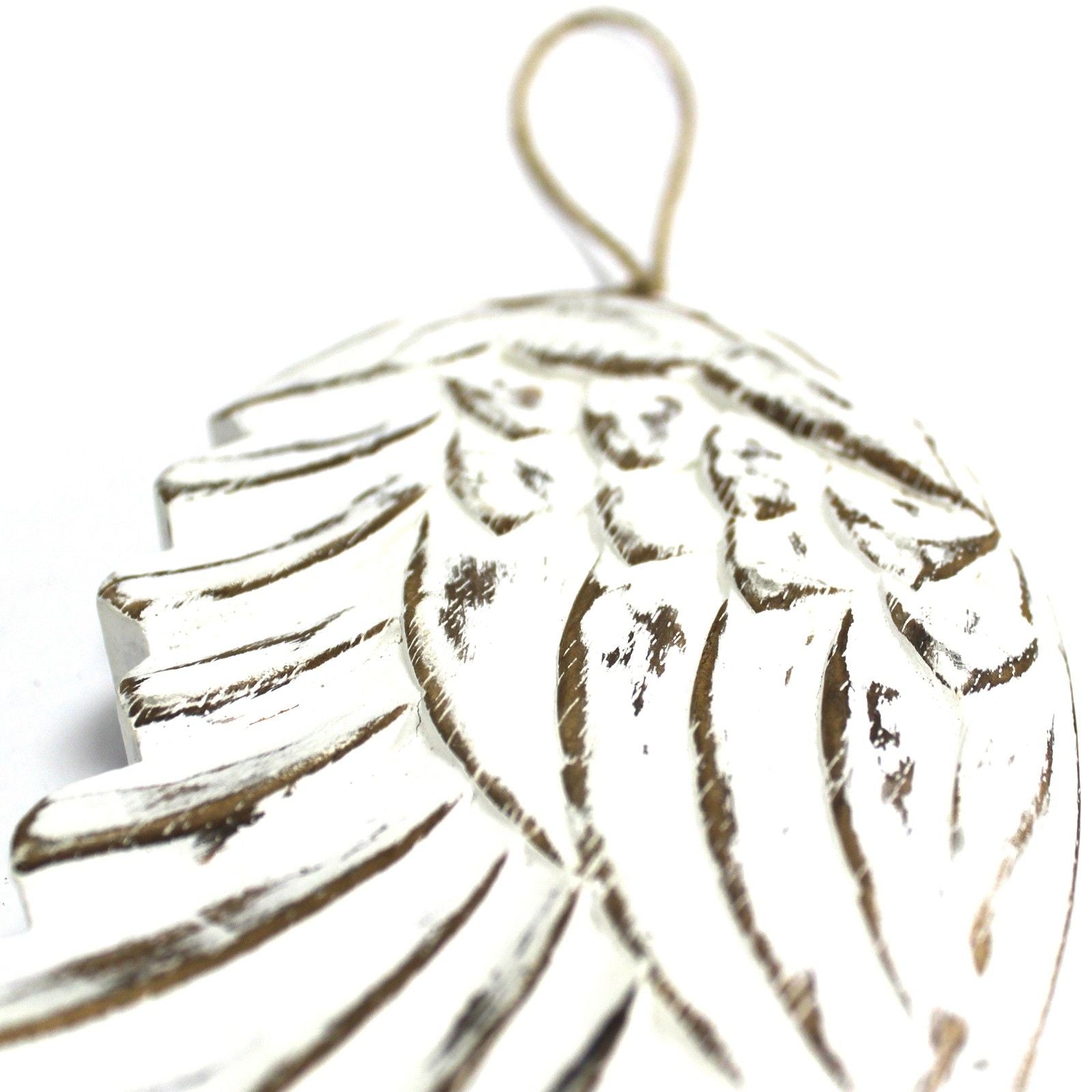 Vintage distressed white-washed angel wings hand-carved from sustainable wood for wall or shelf decor, personalized chalkboard back