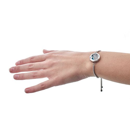 Locket Chain Bracelet Stainless Steel Aromatherapy Diffuser Cat & Flowers 20mm