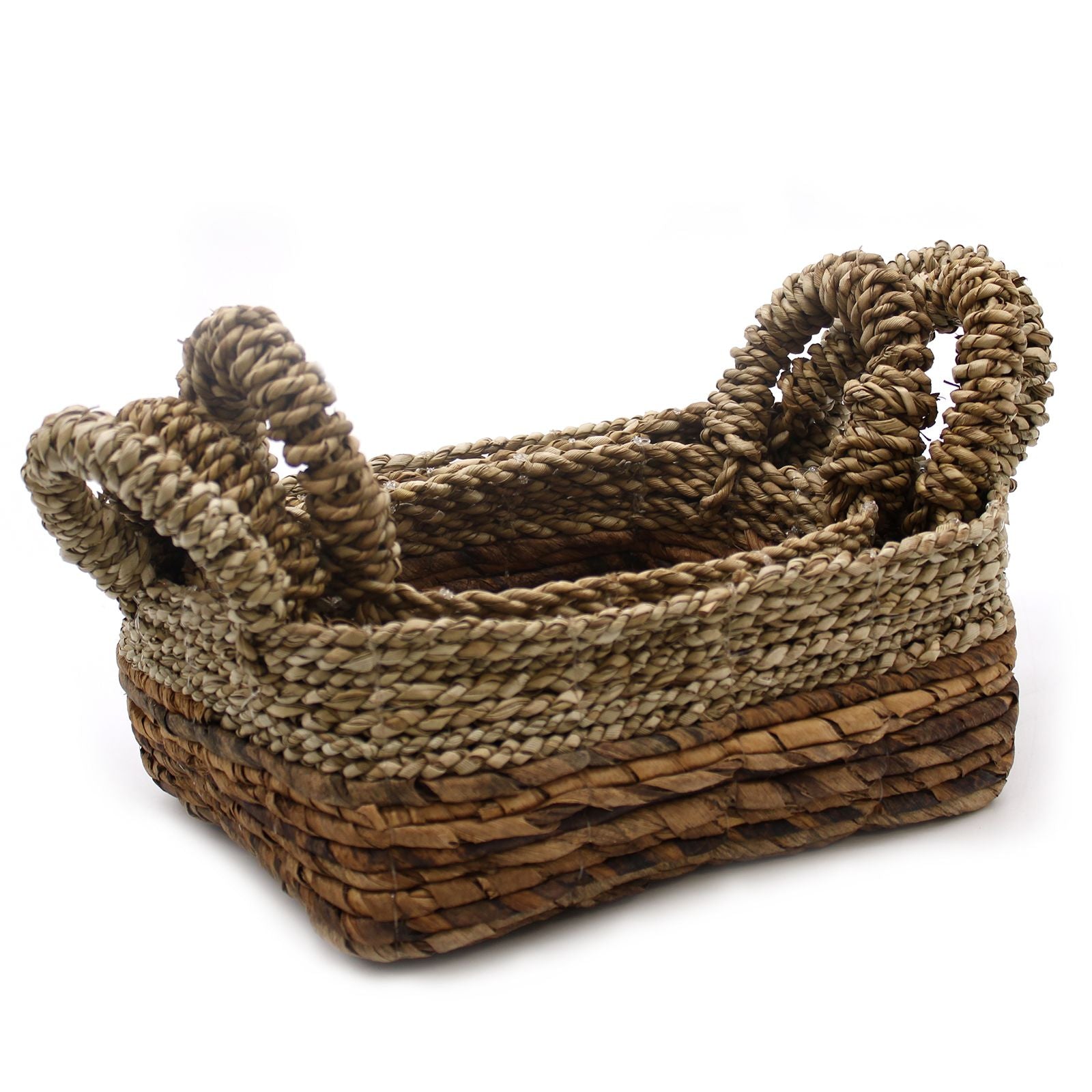 Set of 3 Banana Leaf & Seagrass Square Baskets