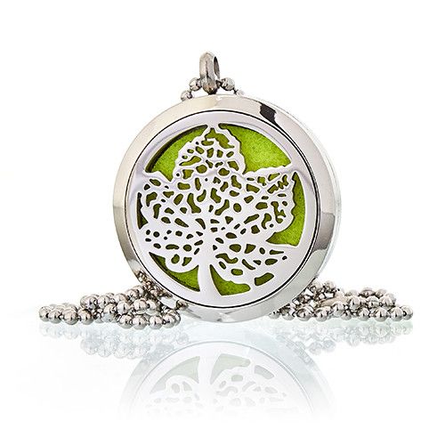 Locket Necklace Stainless Steel Aromatherapy Diffuser Leaf of Nature