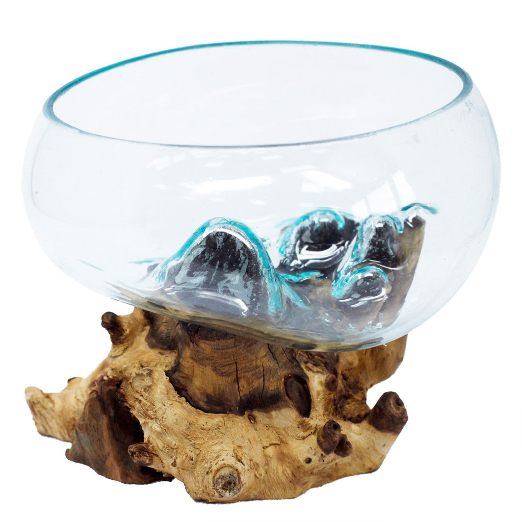 Molten Glass on Wood - Open Large Bowl Ornament