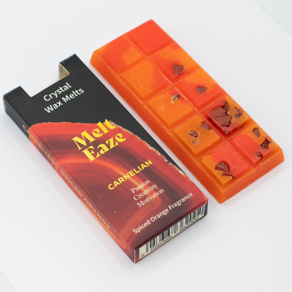 Spiced Orange Crystal Wax Melts Bar With Real Carnelian Gemstone Chips