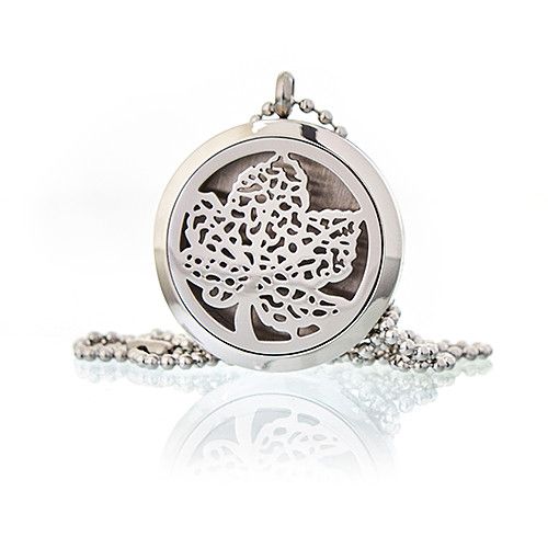 Locket Necklace Stainless Steel Aromatherapy Diffuser Leaf of Nature