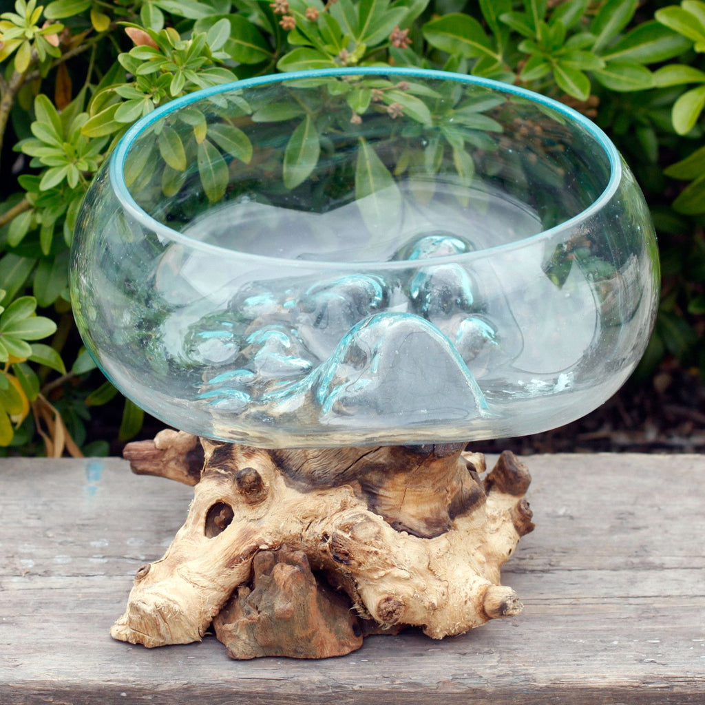Molten Glass on Wood - Open Large Bowl Ornament