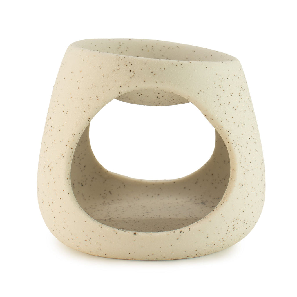 Ceramic Zen Oil Burner Round Pebble Speckled Off-White