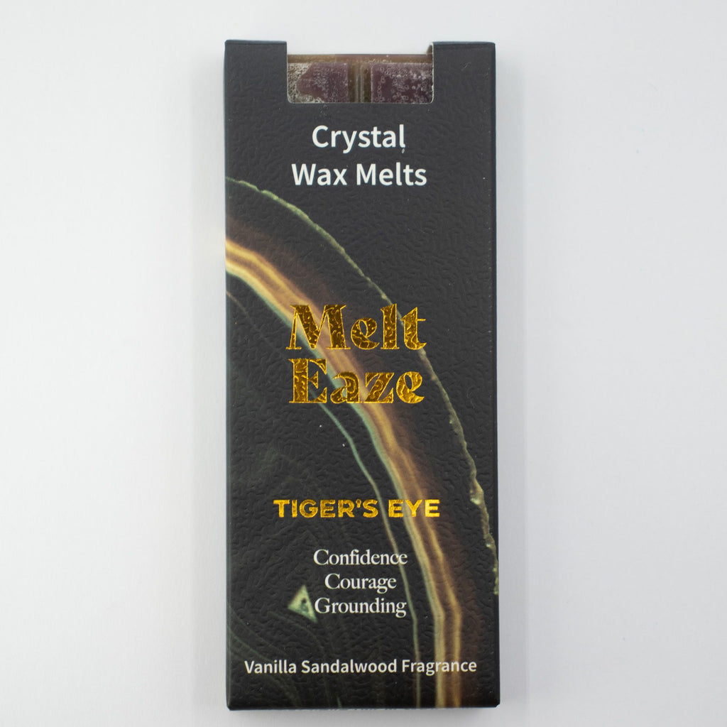 Vanilla Sandalwood Crystal Wax Melts Bar With Tigereye Gemstone Chips
