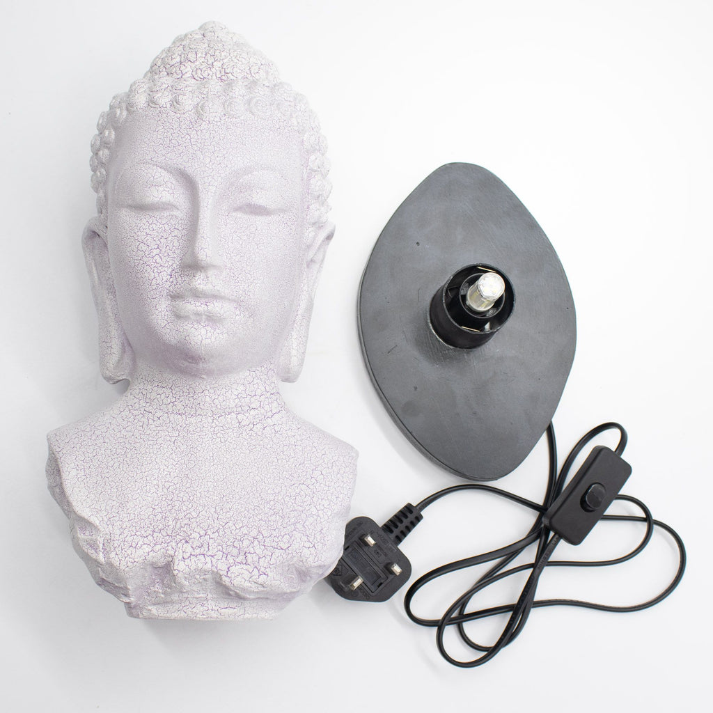 Buddha Bust Lamp Lavender Crackle - Oval Stand