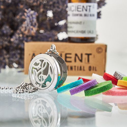 Locket Necklace Stainless Steel Aromatherapy Diffuser Music Notes
