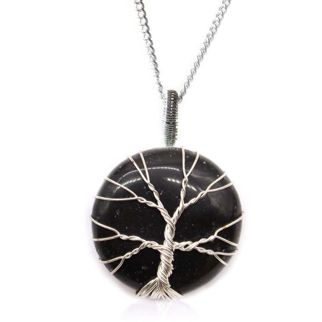 Black Onyx Gemstone Necklace Tree of Life