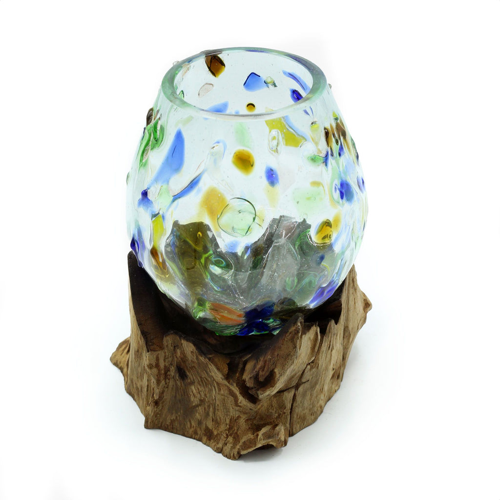 Molten Coloured Glass on Wood - Medium Bowl Ornament