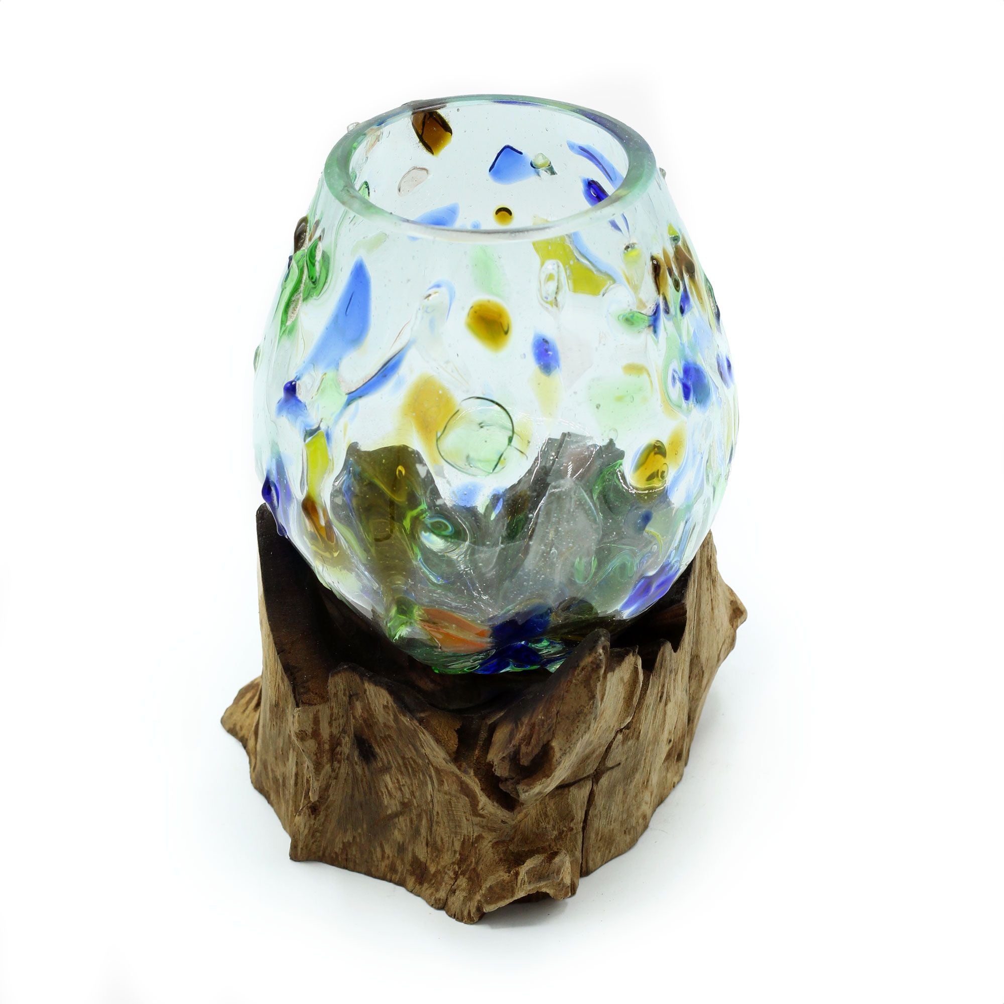 Molten Coloured Glass on Wood - Medium Bowl Ornament