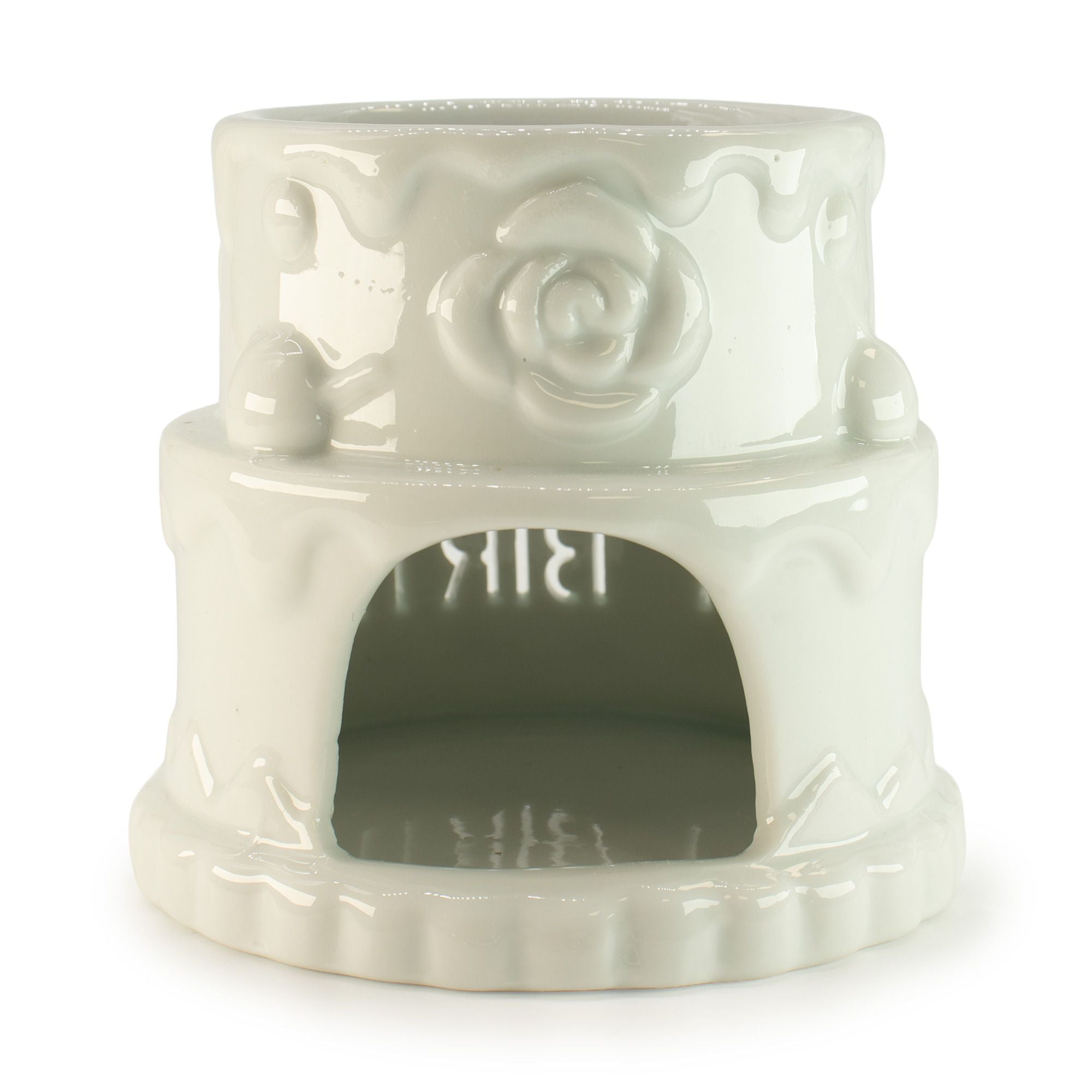 Ceramic Oil Burner Happy Birthday White