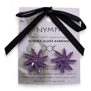 Lavender - Vintage Glass - Flowers - Earrings