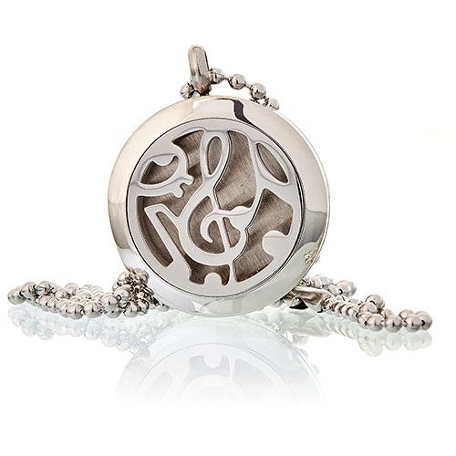 Locket Necklace Stainless Steel Aromatherapy Diffuser Music Notes