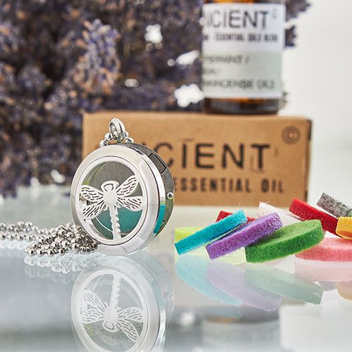 Locket Necklace Stainless Steel Aromatherapy Diffuser Dragonfly