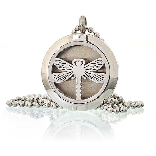 Locket Necklace Stainless Steel Aromatherapy Diffuser Dragonfly