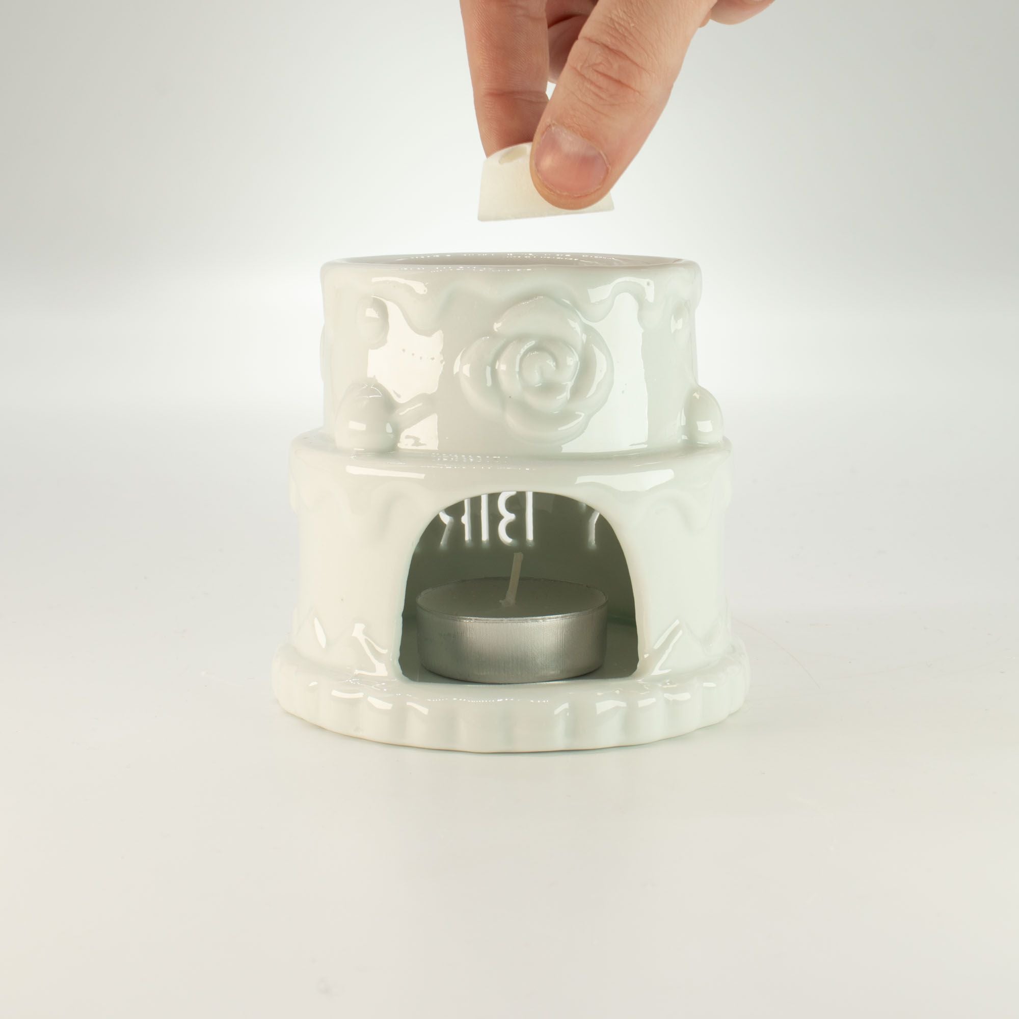 Ceramic Oil Burner Happy Birthday White