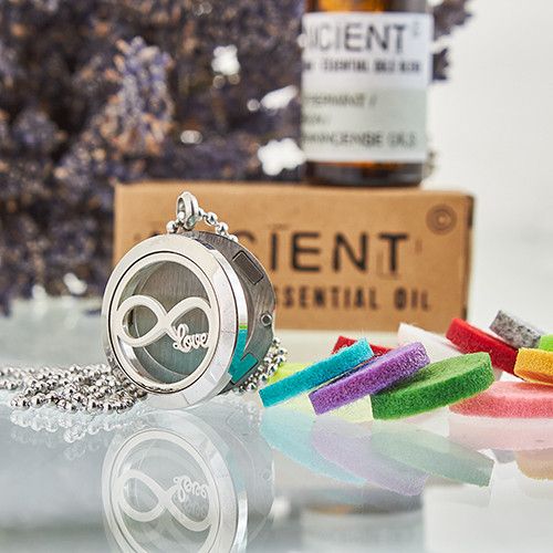 Locket Necklace Stainless Steel Aromatherapy Diffuser Infinity Love