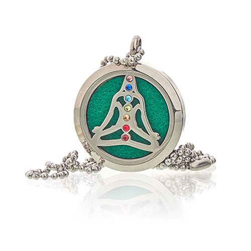 Locket Necklace Stainless Steel Aromatherapy Diffuser Yoga Chakra Design