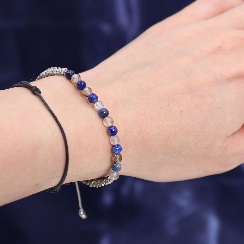 Taurus Zodiac Crystal Candle with Lapis Lazuli and Moss Agate Gemstone Bracelet Giftset