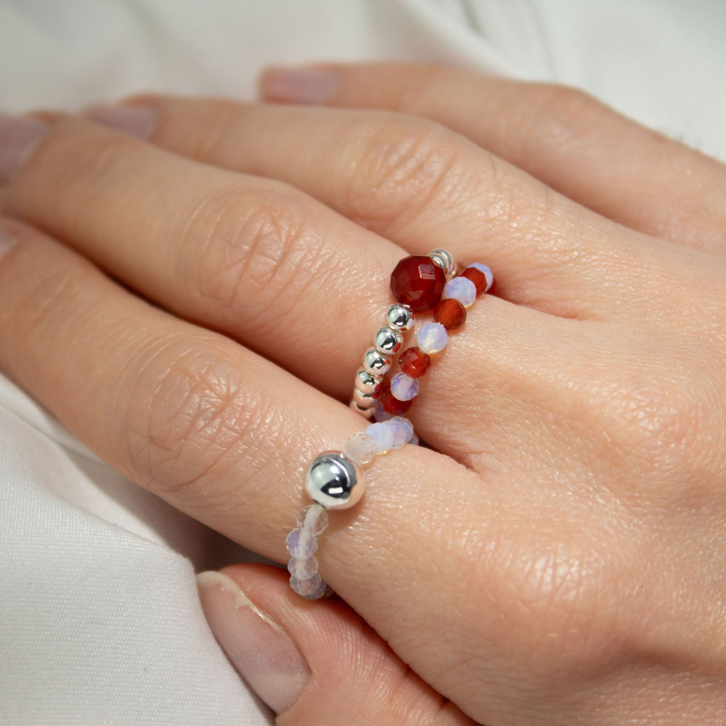 Spirit Gemstone Ring Set Blood Moon