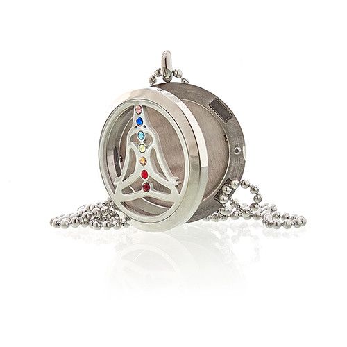 Locket Necklace Stainless Steel Aromatherapy Diffuser Yoga Chakra Design