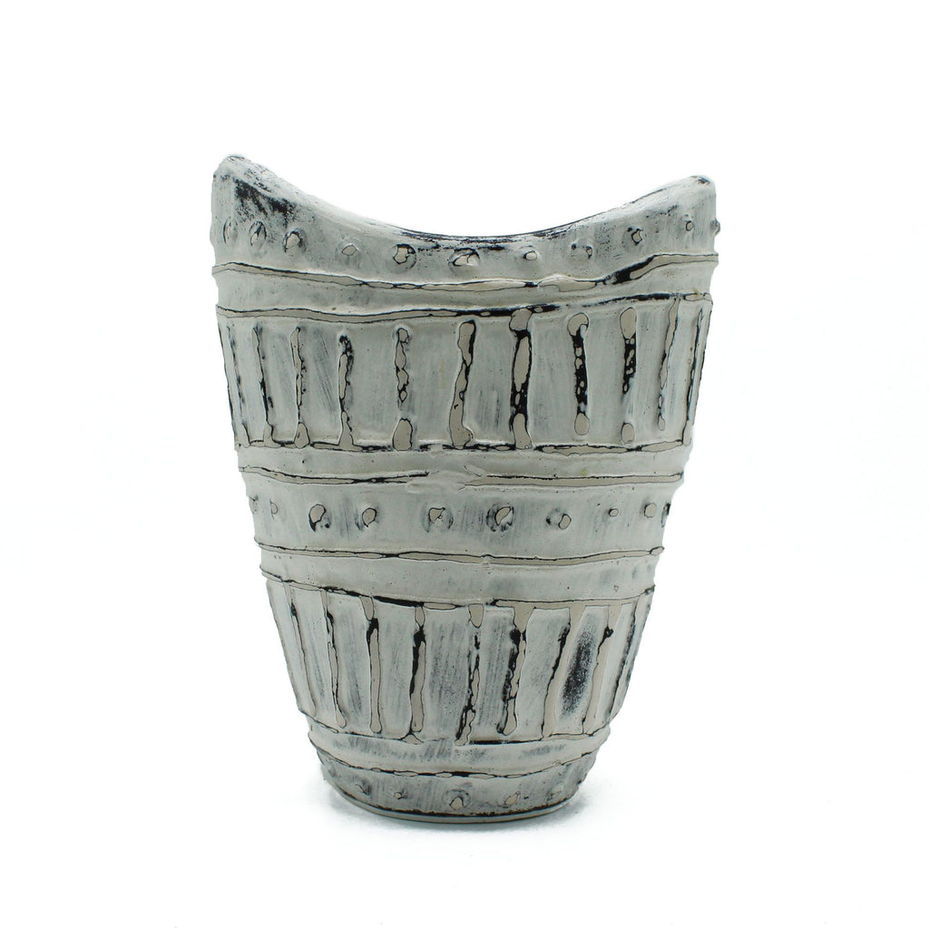 Cream Wide Neck Vase, Contemporary Decorative Home Décor, Floral Arrangement Vessel